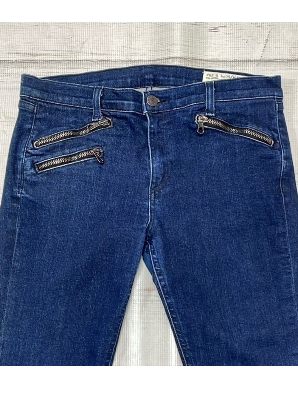 rag & bone Dark Blue Skinny Jeans with Zip Accents - Picture 5 of 6